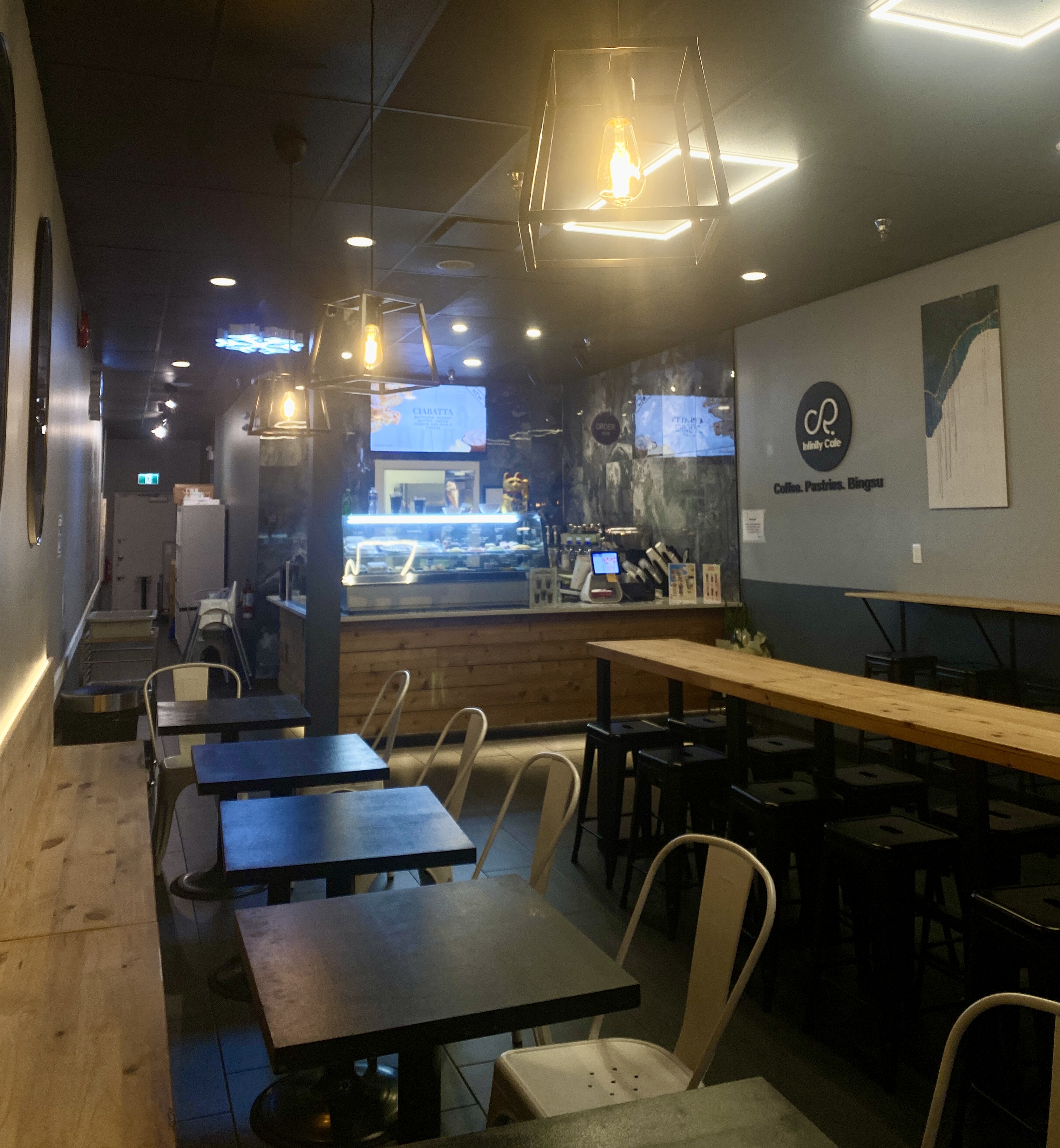 Infinity Cafe interior Surrey BC - cozy atmosphere for premium coffee and Korean desserts
